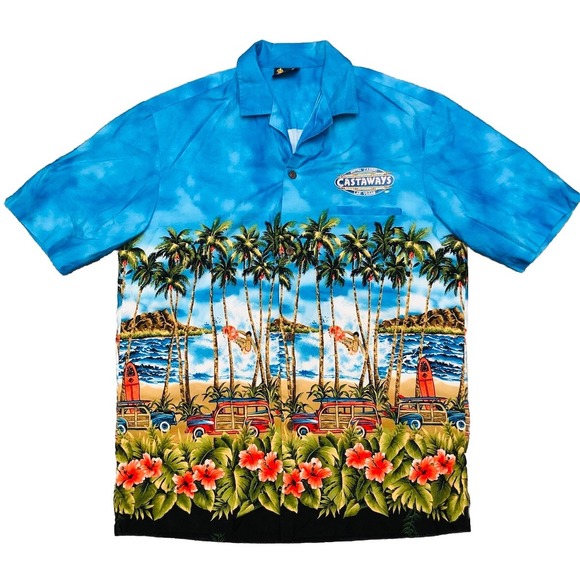 Vtg 80s Royal Creations Shirt Men's M Castaways Casino Las Vegas Made In Hawaii‎ - Picture 1 of 9